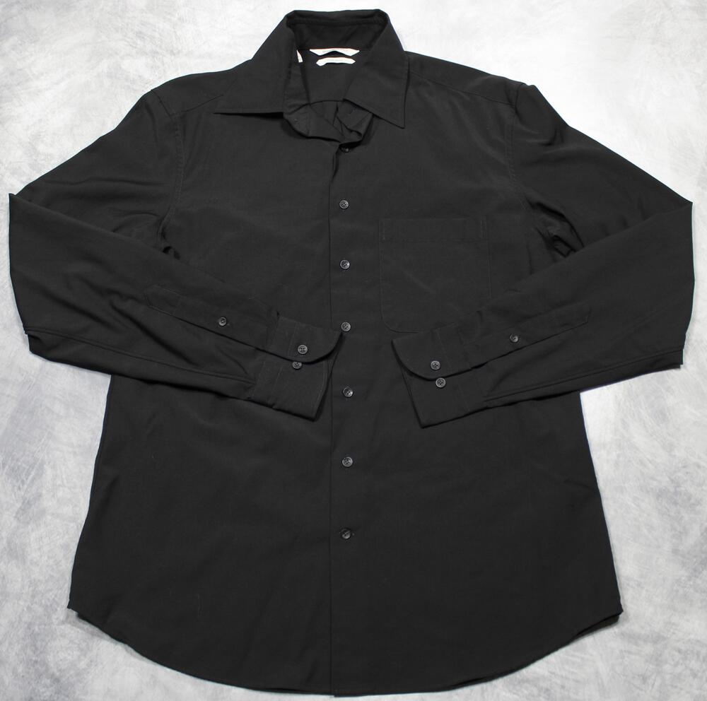 Suitsupply Shirt Mens 16 32/33 Black Pure Wool Slim Fit Long Sleeve